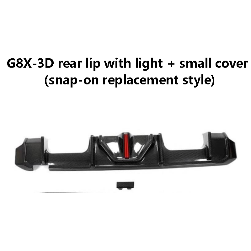BMW G8X-3D rear lip with light + small cover (snap-on replacement style)